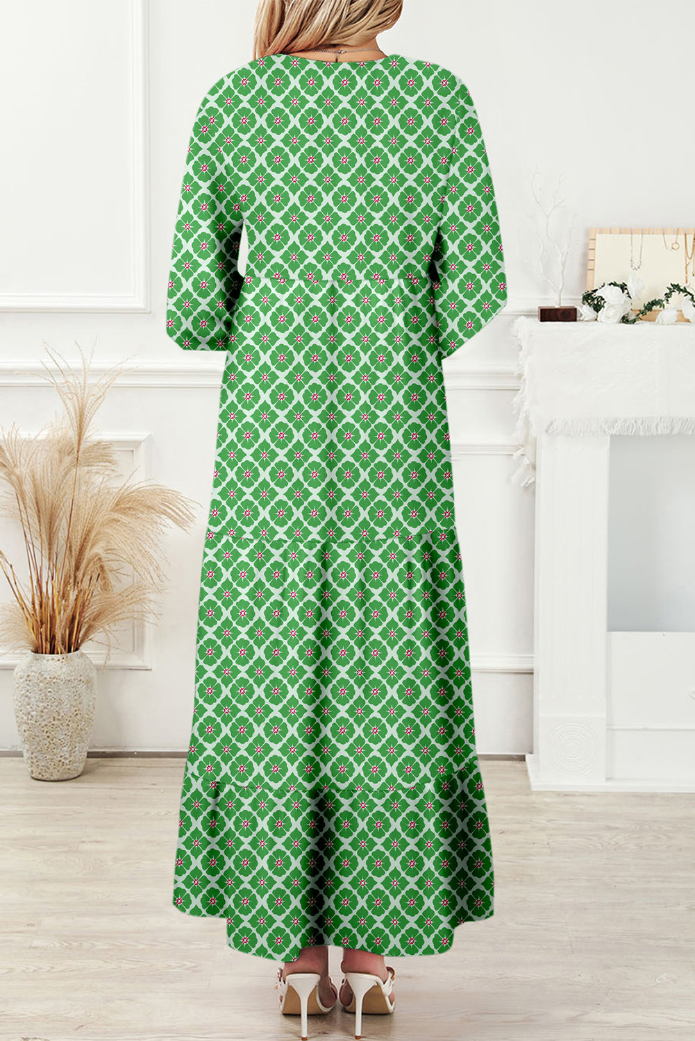 Multicolor Boho Printed Half Sleeve Maxi Dress