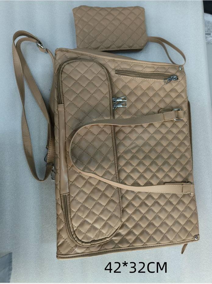 Women's Fashionable Quilted Lunch Tote Bag – Insulated, Leak-Proof, Large Capacity Handbag with Crossbody Strap & Purse