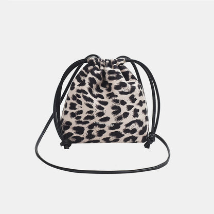 Drawstring Leopard Crossbody Bag