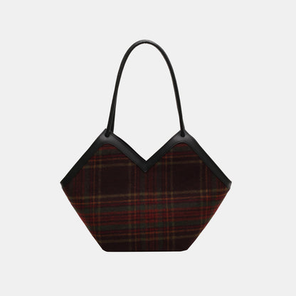 Plaid Print Tote Bag Black One Size