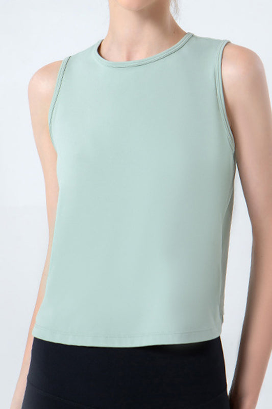 Round Neck Active Tank Light Green