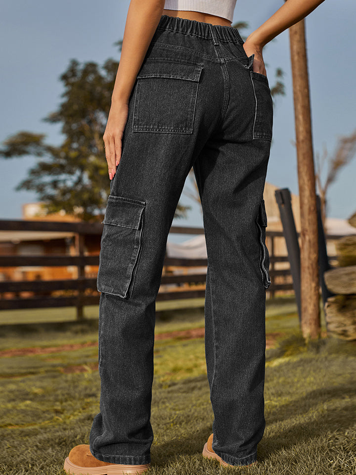 Straight Leg Cargo Jeans