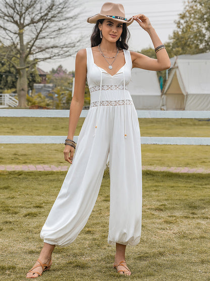 Backless Wide Strap Wide Leg Jumpsuit