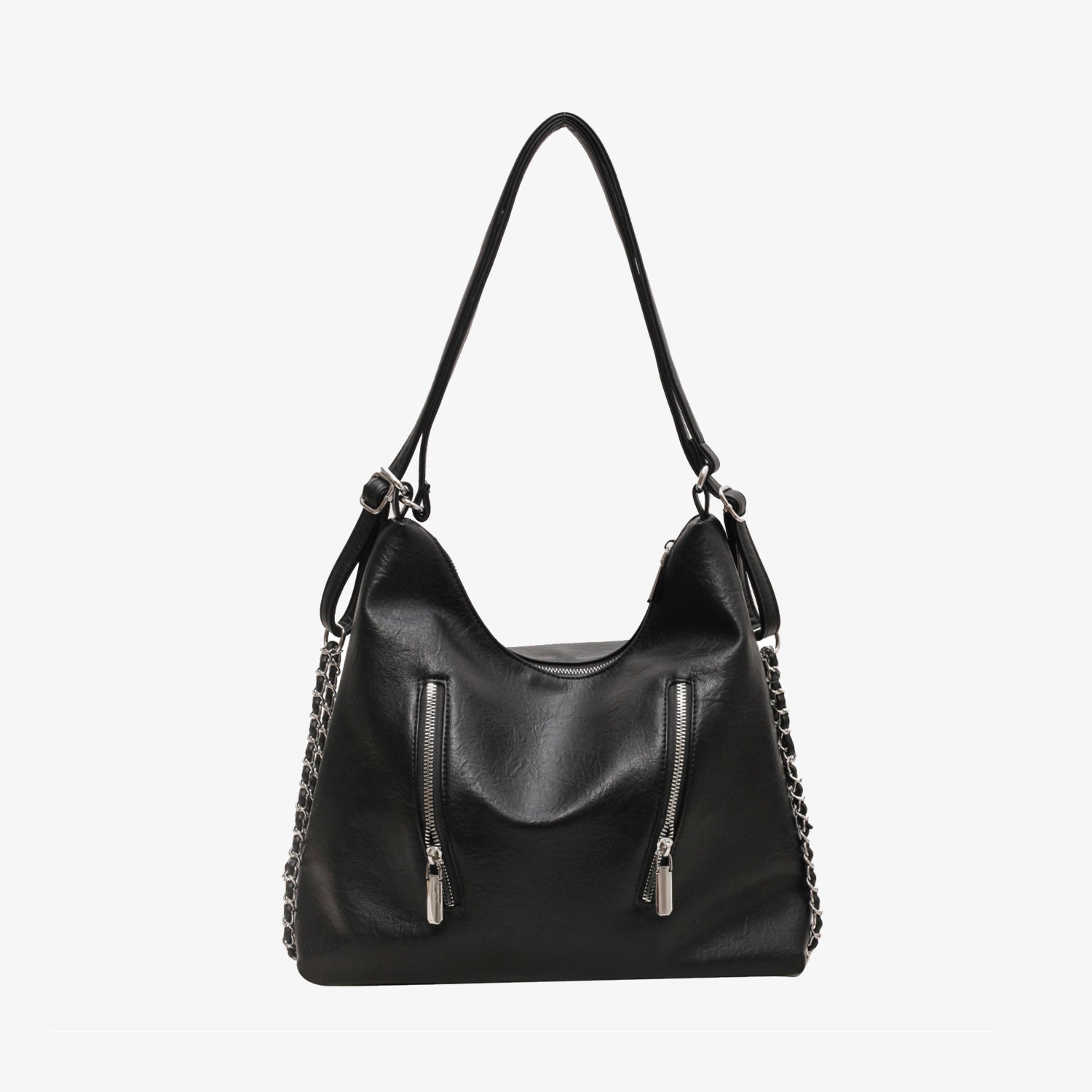 PU Leather Tote Bag Black One Size