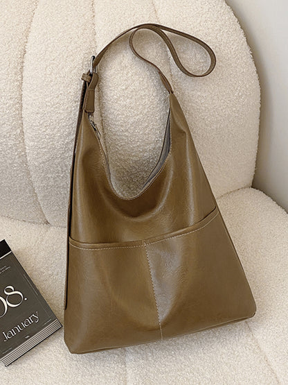 PU Leather Shoulder Bag Olive One Size