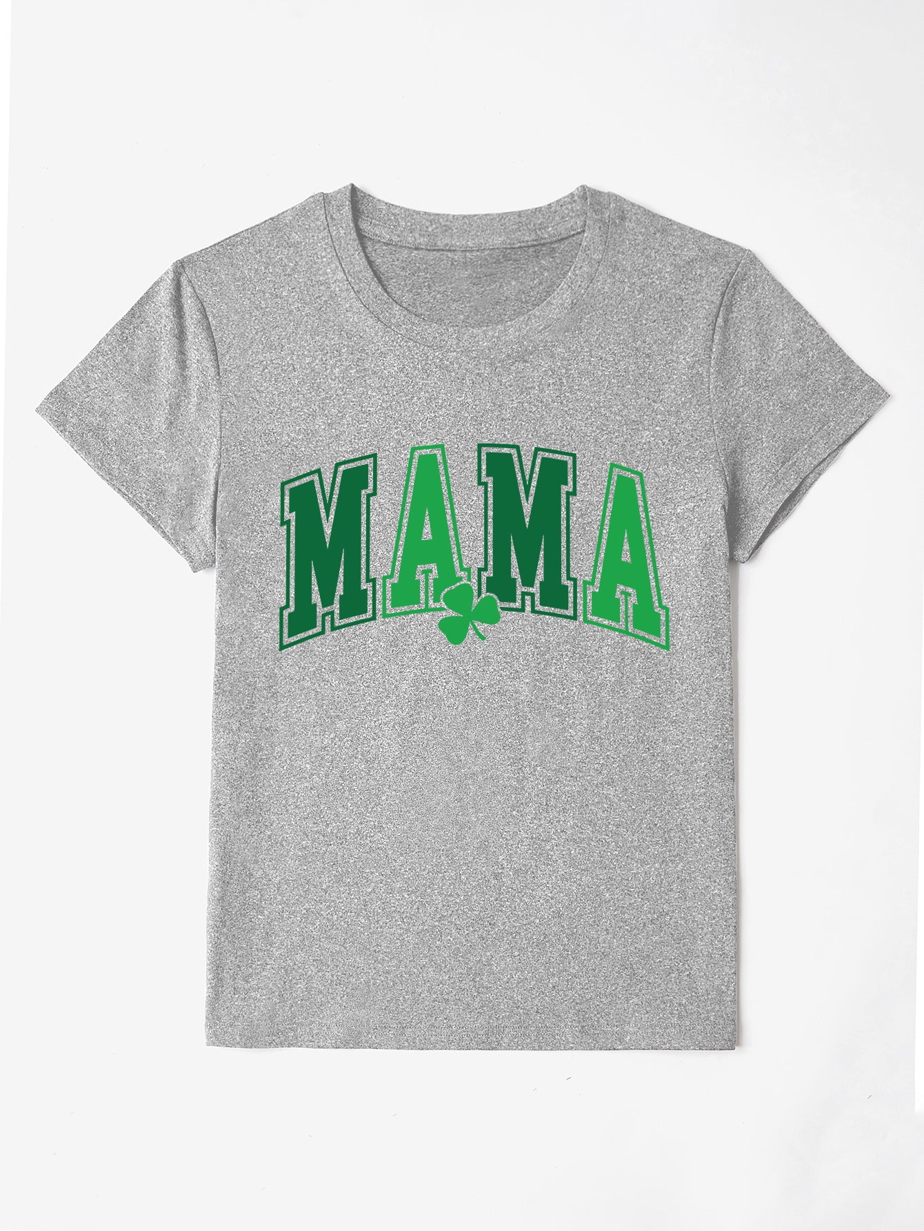 MAMA Round Neck Short Sleeve T-Shirt Gray