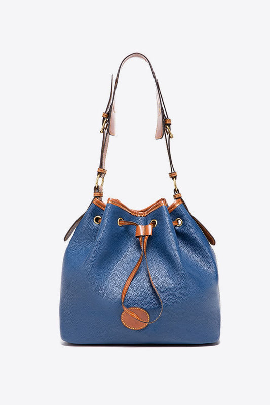 PU Drawstring Bucket Bag Royal Blue One Size