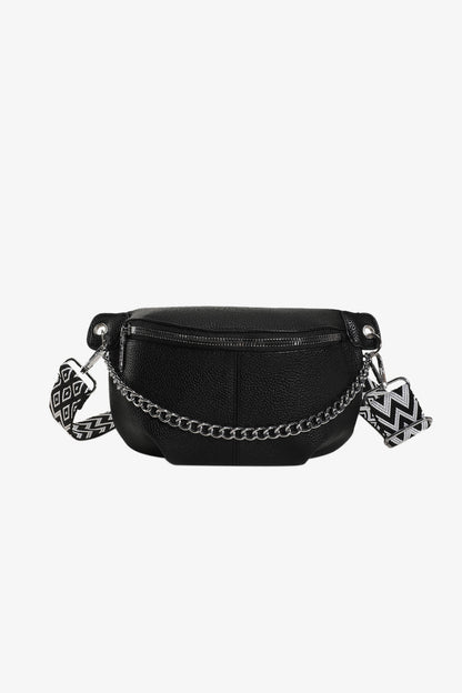 PU Leather Sling Bag Black One Size