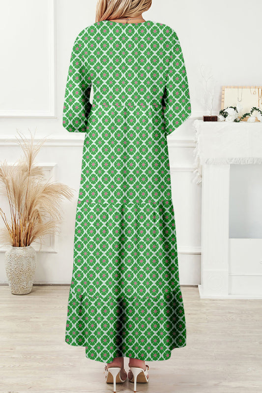 Multicolor Boho Printed Half Sleeve Maxi Dress