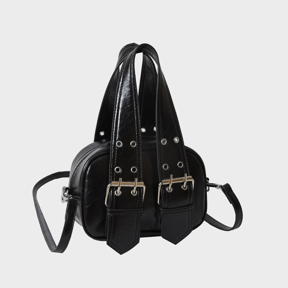 Small PU Leather Handbag Black One Size