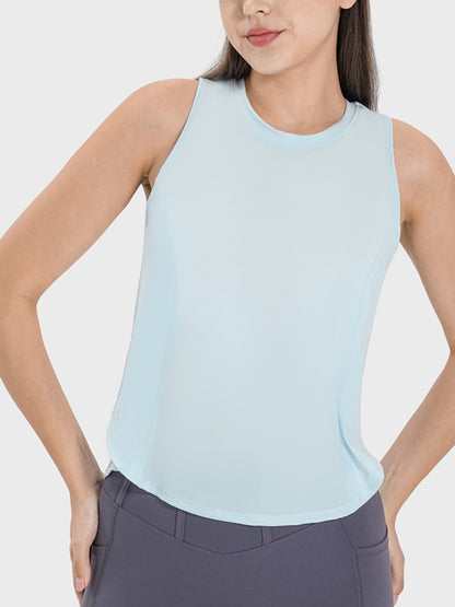 Round Neck Active Tank Light Blue