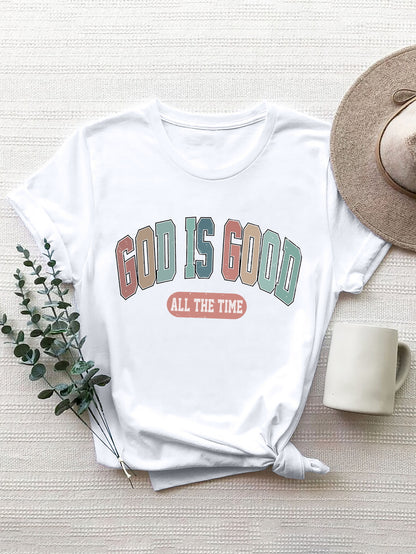 GOD IS GOOD ALL THE TIME Round Neck T-Shirt White