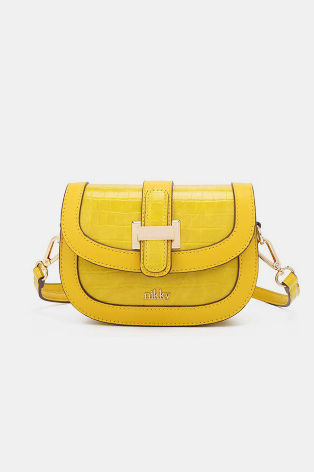 Nicole Lee USA Croc Embossed Crossbody Bag Yellow One Size