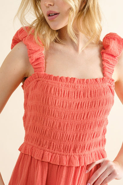 And The Why Smocked Ruffled Tiered Dress