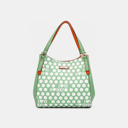 Nicole Lee USA Contrast Polka Dot Handbag Dusty Mint One Size