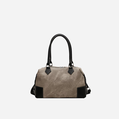 Contrast PU Leather Shoulder Bag Mocha One Size