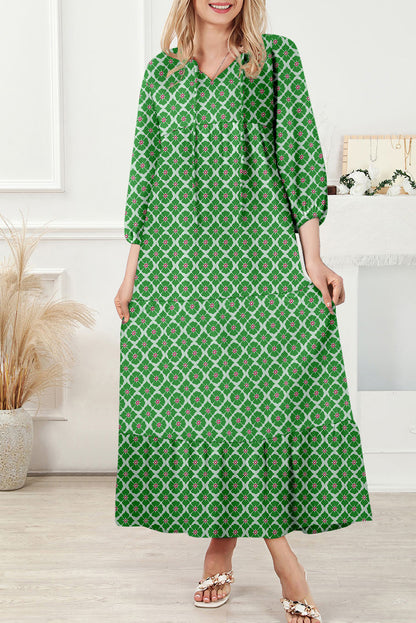 Multicolor Boho Printed Half Sleeve Maxi Dress