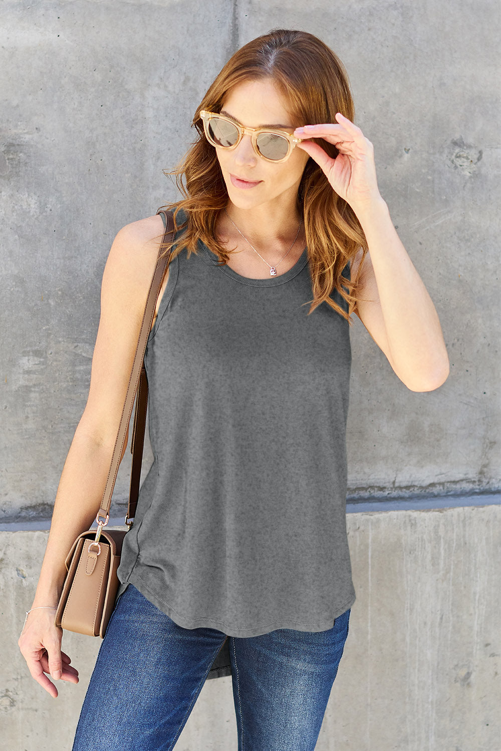 Basic Bae Full Size Round Neck Tank Gray