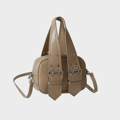 Small PU Leather Handbag Camel One Size