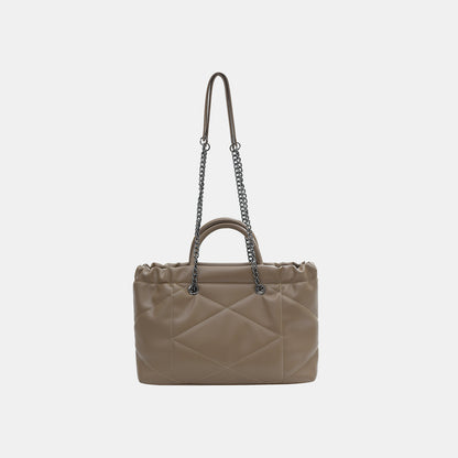 PU Leather Tote Bag Camel One Size