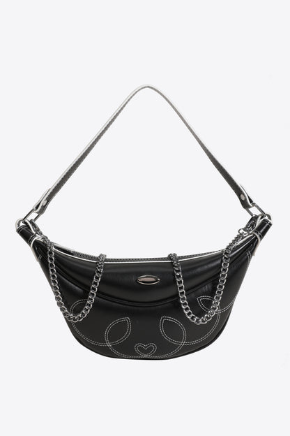 PU Leather Shoulder Bag Black One Size