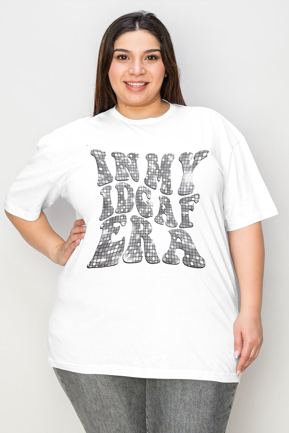 Simply Love Full Size IN MY IDGAF ERA Graphic T-Shirt White