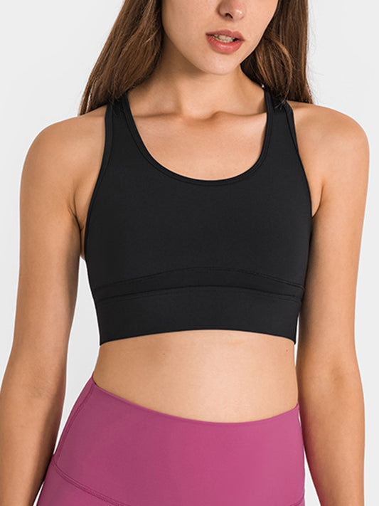 Double Take Round Neck Racerback Cropped Tank Black