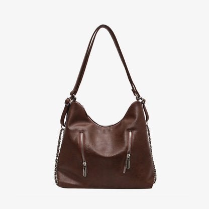 PU Leather Tote Bag Chocolate One Size