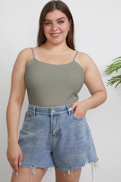 Basic Bae Full Size Round Neck Slim Cami Dark Gray