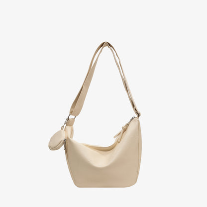 PU Leather Crossbody Bag with Small Purse Ivory One Size