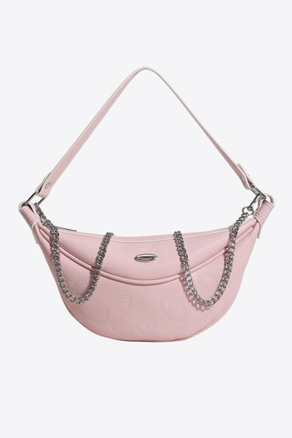 PU Leather Shoulder Bag Blush Pink One Size