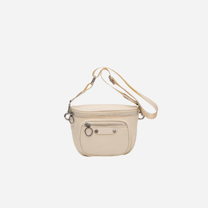 Texture PU Leather Crossbody Bag Beige One Size