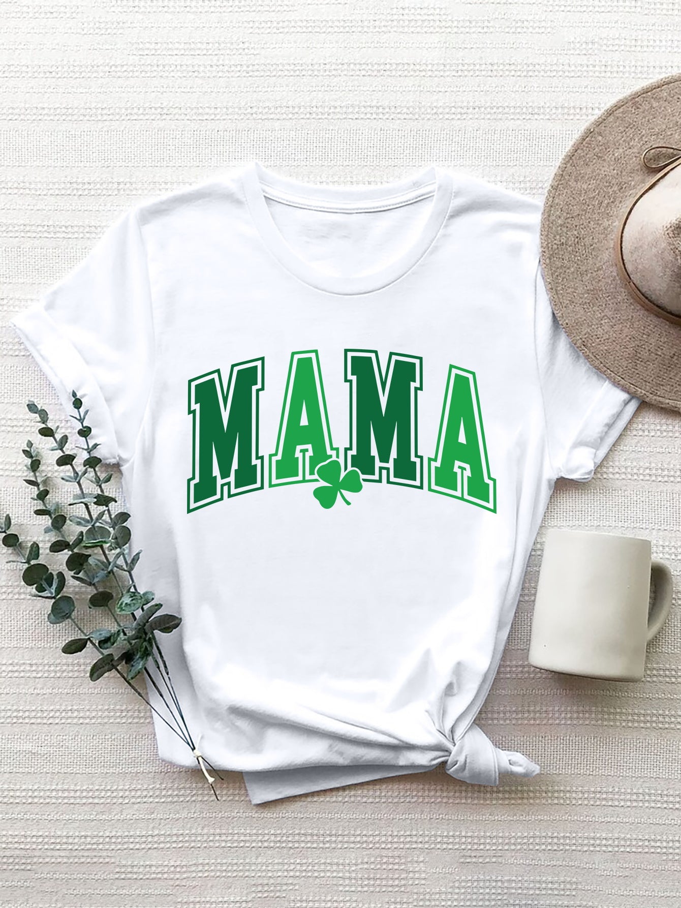 MAMA Round Neck Short Sleeve T-Shirt White