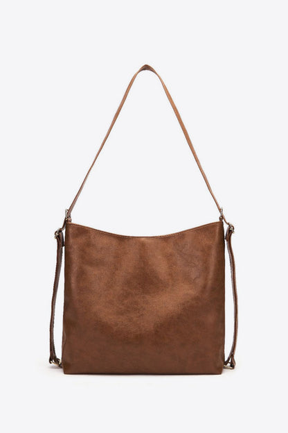 Large PU Leather Crossbody Bag Chocolate One Size