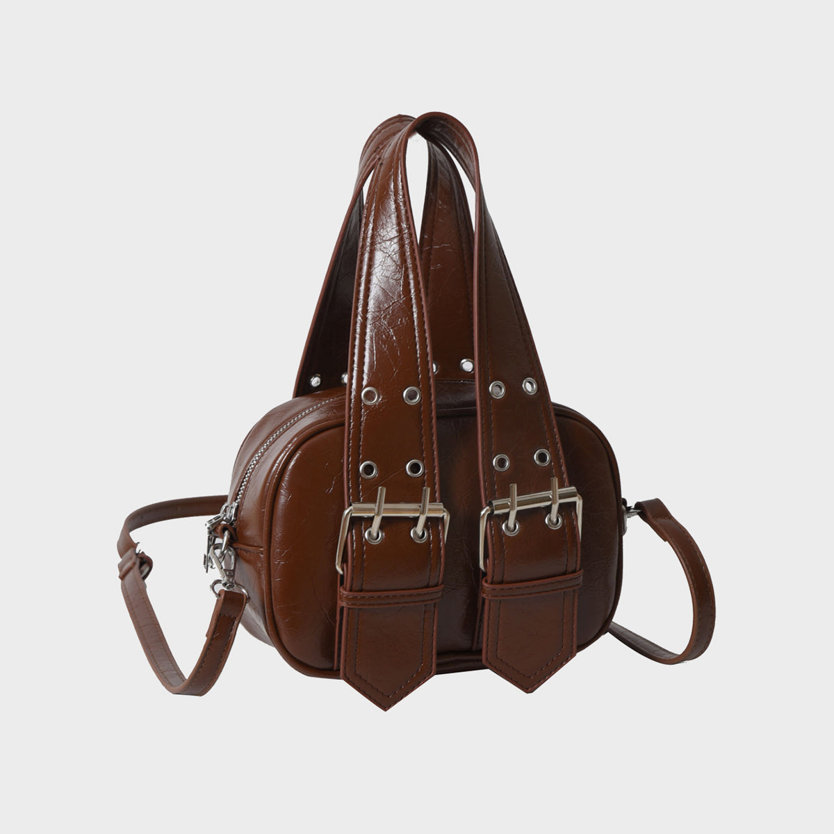 Small PU Leather Handbag Chocolate One Size