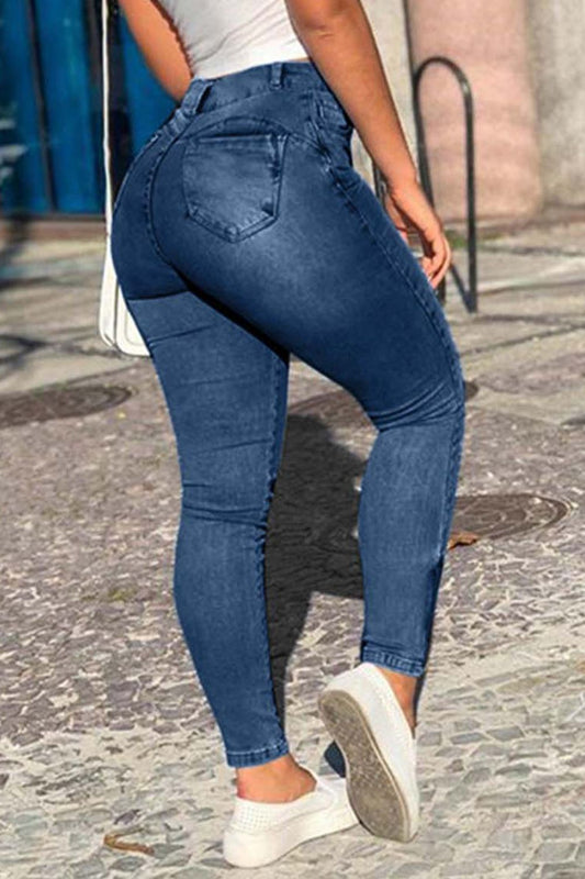 Full Size Cropped Jeans with Pocket