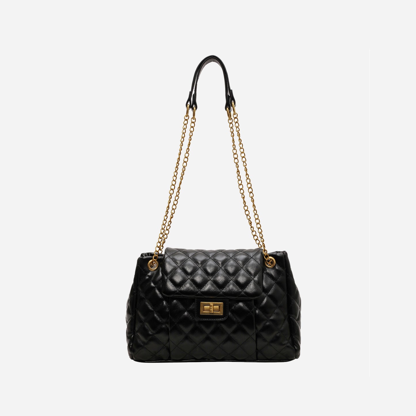 PU Leather Shoulder Bag Black One Size