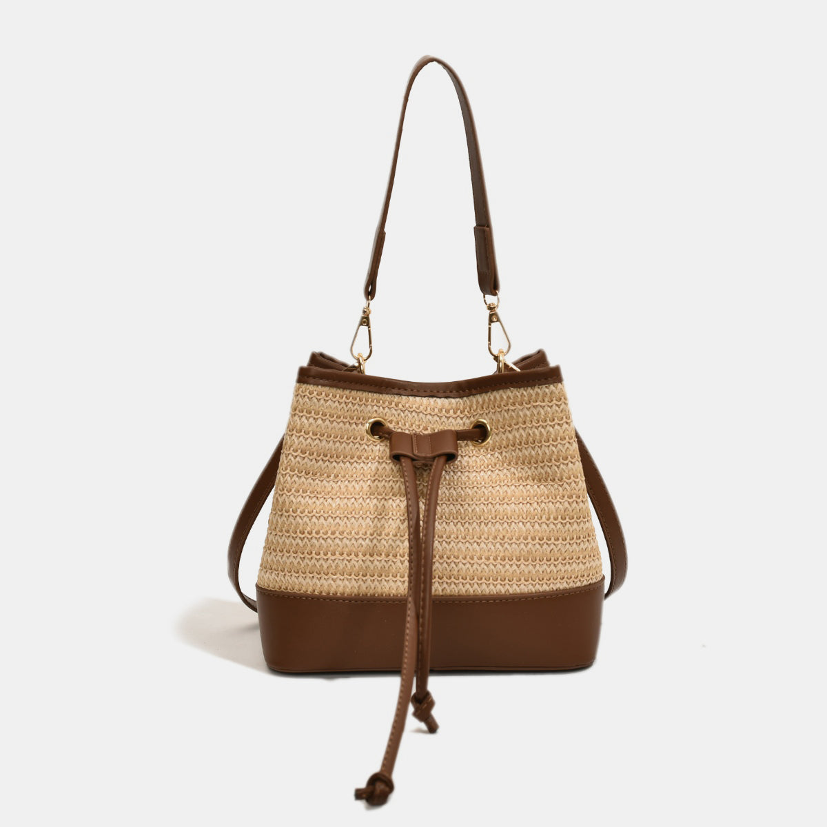 Straw Braided Shoulder Bag Chocolate One Size