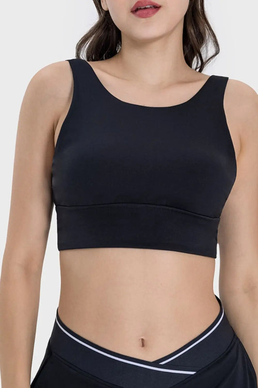 Backless Wide Strap Active Bra Black