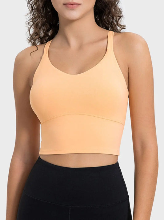 Crisscross Round Neck Active Tank Sherbet