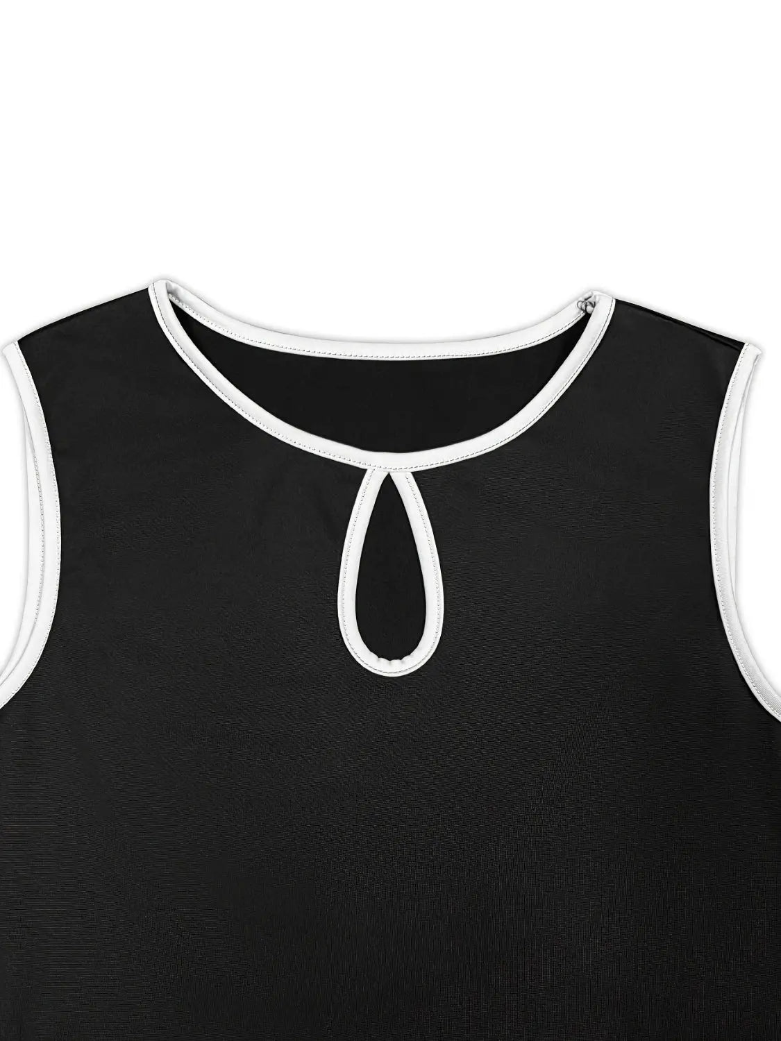 Cutout Contrast Trim Round Neck Tank