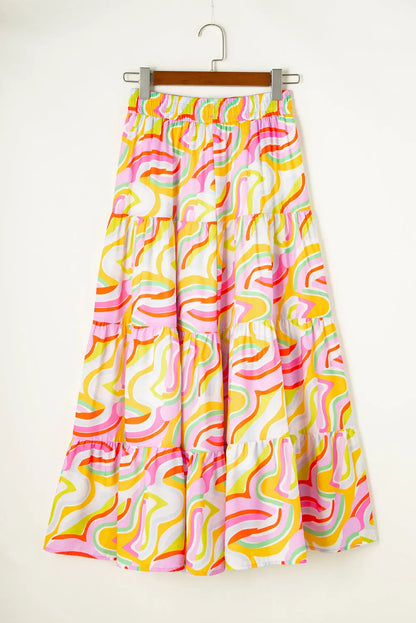 Printed Elastic Waist Skirt