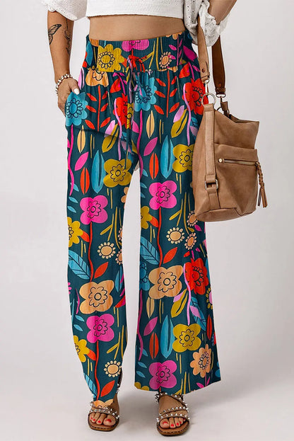 Printed High Waist Wide Leg Pants Multicolor