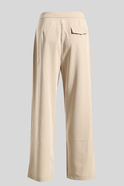 Ruched Pocketed Straight Pants