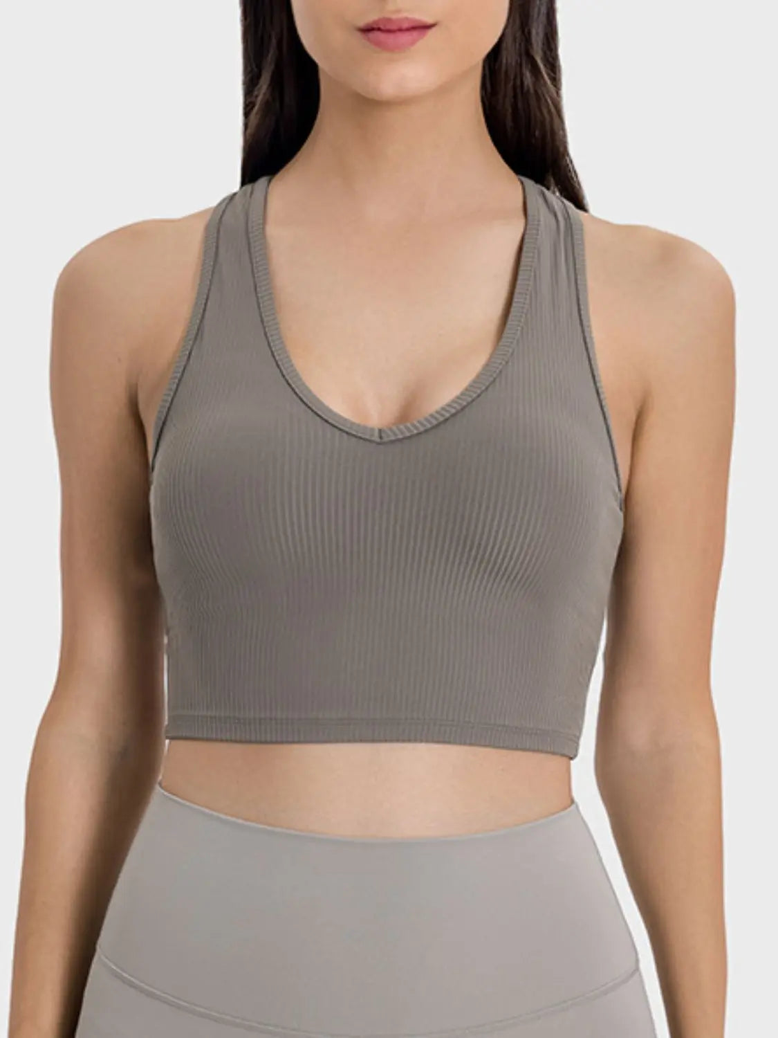 Scoop Neck Wide Strap Active Tank Mocha