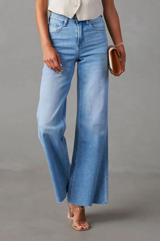 Buttoned Bootcut Jeans with Pockets Medium