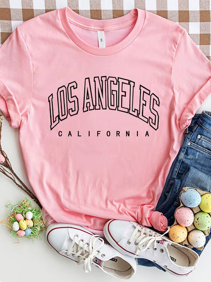 LOS ANGELES CALIFORNIA Round Neck T-Shirt Blush Pink