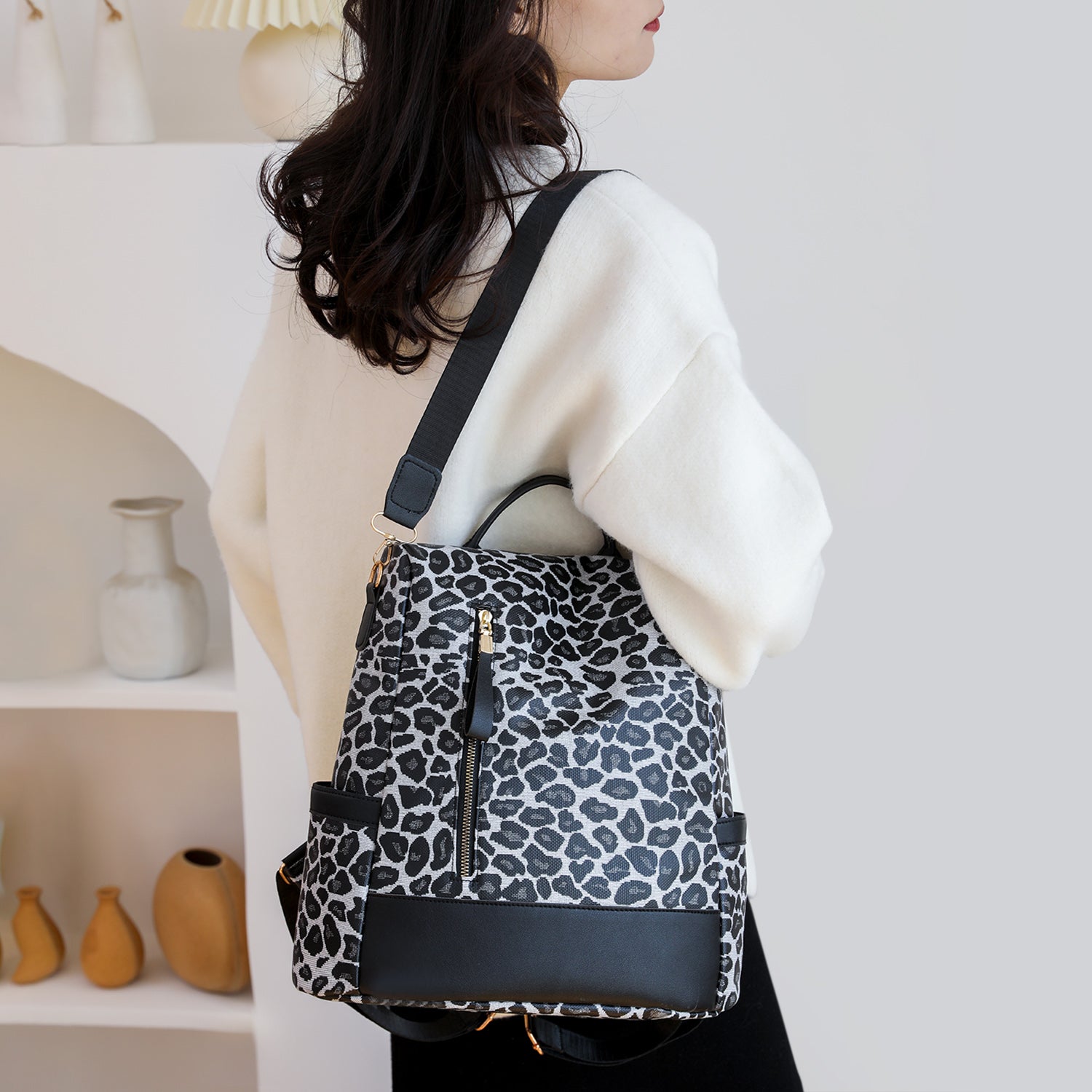 Leopard PU Leather Backpack Bag