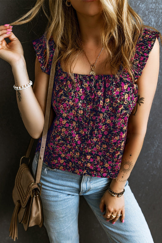 Printed Square Neck Tank Floral