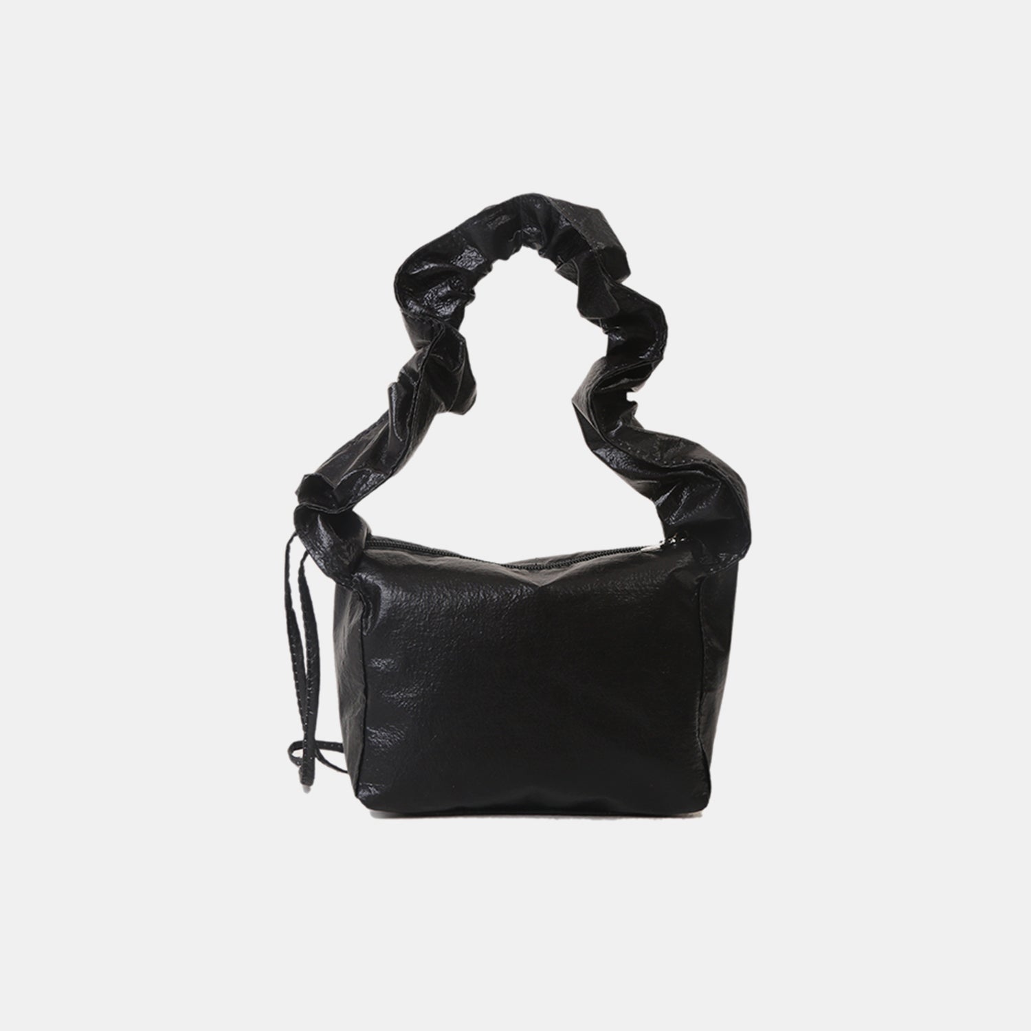 PU Leather Drawstring Shoulder Bag Black One Size